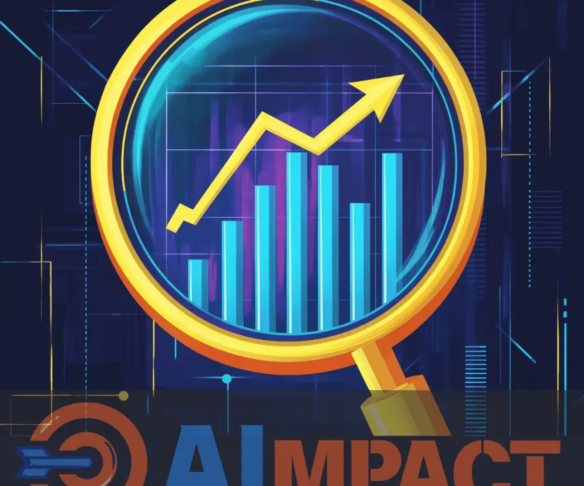 illustration of a yellow magnifying glass featuring a bright blue growth chart