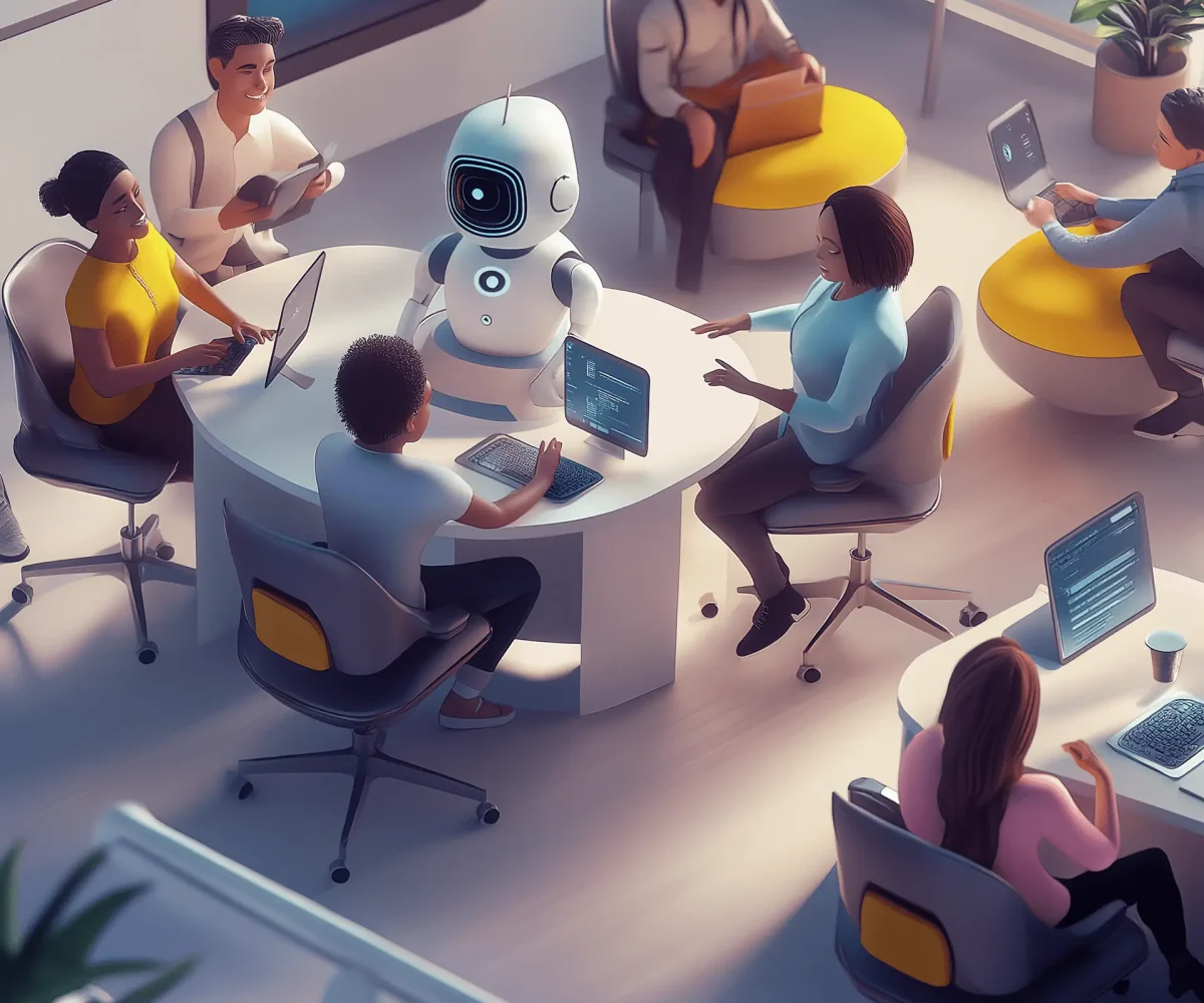 A futuristic small business office environment.